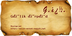 Gálik Árpád névjegykártya